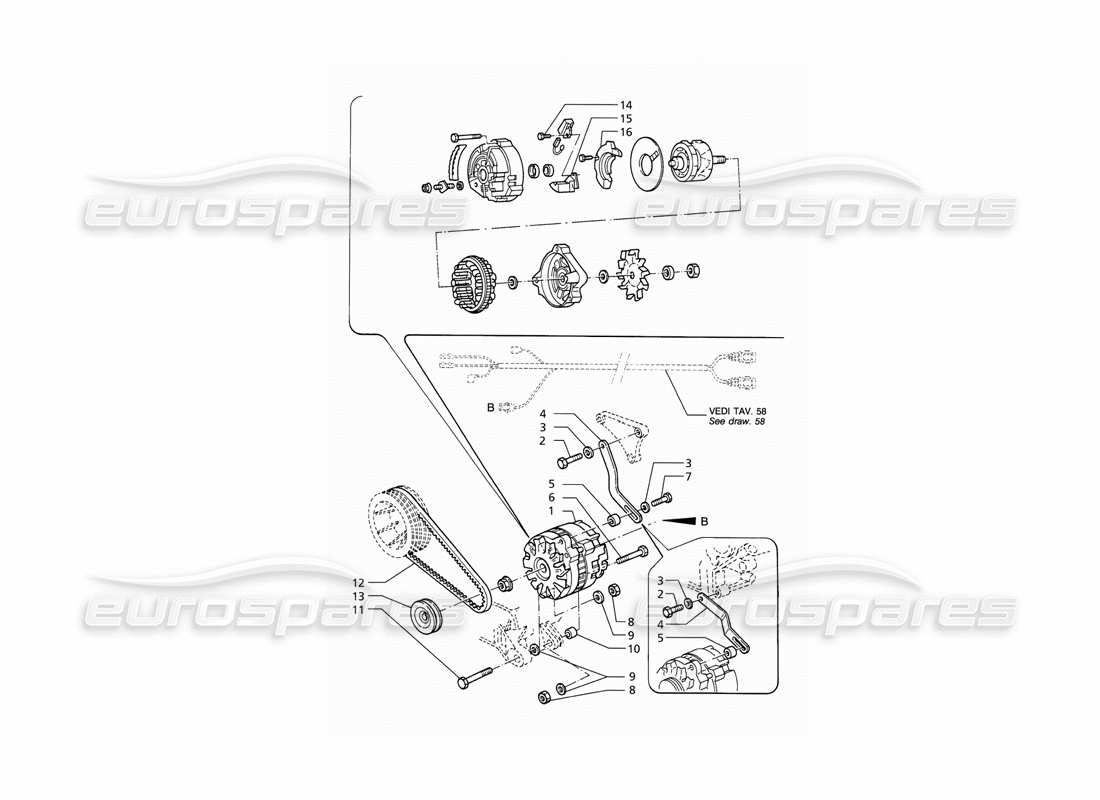 maserati qtp v6 (1996) delco alternator part diagram