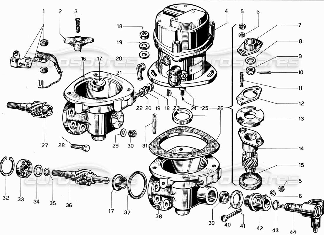ferrari 365 gt 2+2 (mechanical) diagrama de piezas de distribuidores y controles