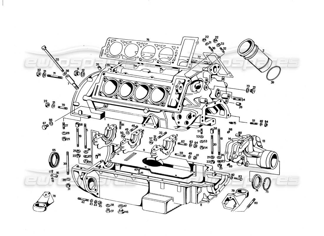maserati bora carcasa del motor diagrama de piezas