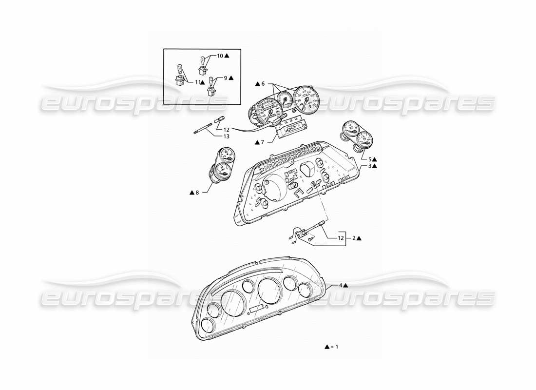 maserati ghibli 2.8 (abs) instrumentación borletti diagrama de piezas