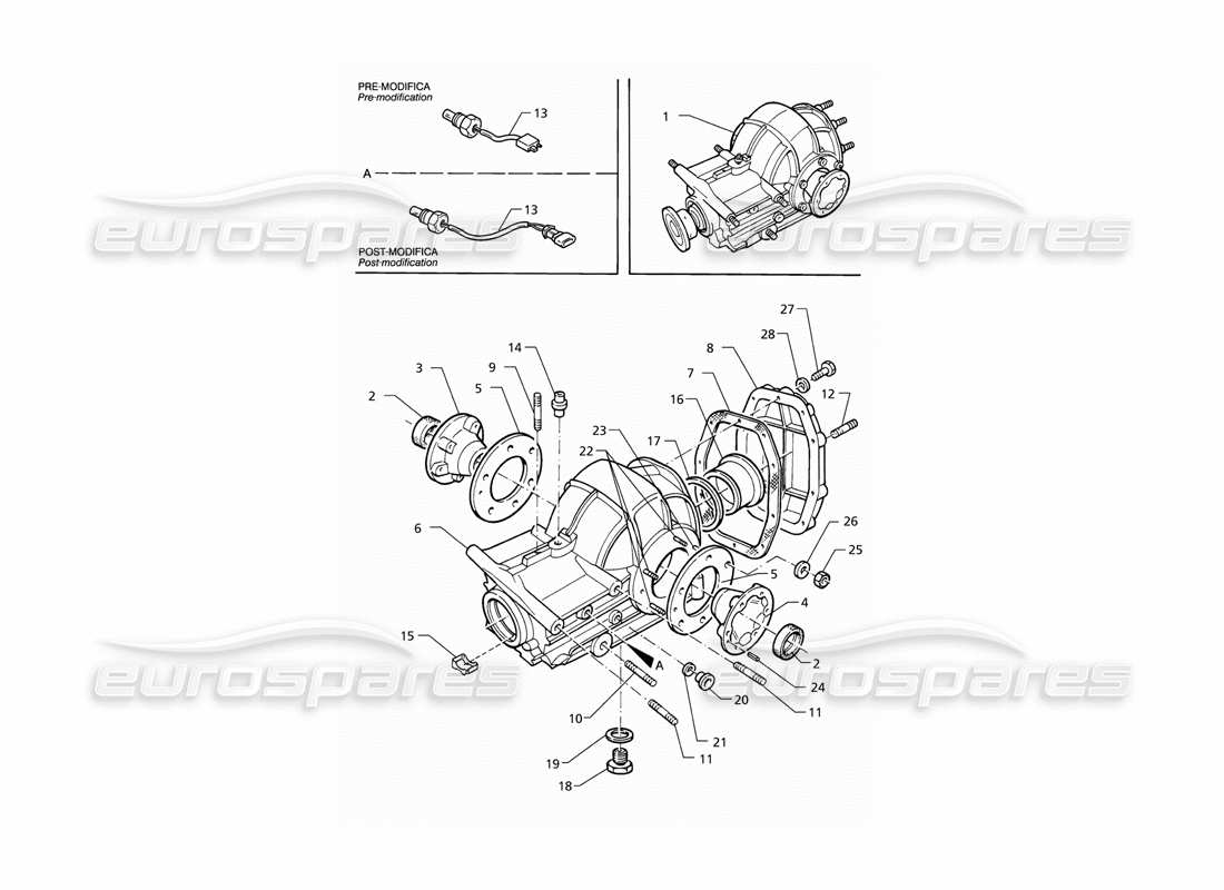 maserati qtp v6 (1996) piezas externas del diferencial diagrama de piezas