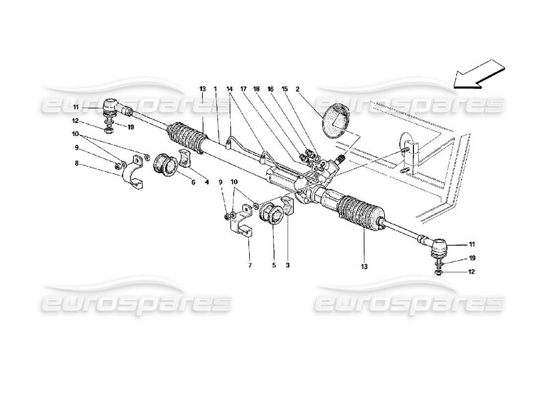 ferrari mondial 3.4 t coupe/cabrio hydraulic steering box and linkage diagrama de piezas