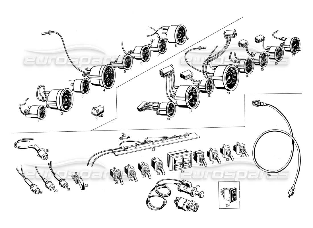 maserati ghibli 4.7 / 4.9 instrumentos del tablero diagrama de piezas