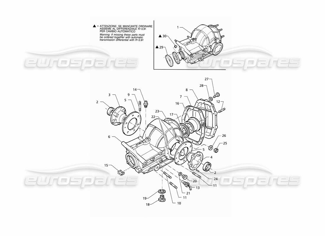 maserati qtp v8 (1998) diferencial - diagrama de piezas de piezas externas