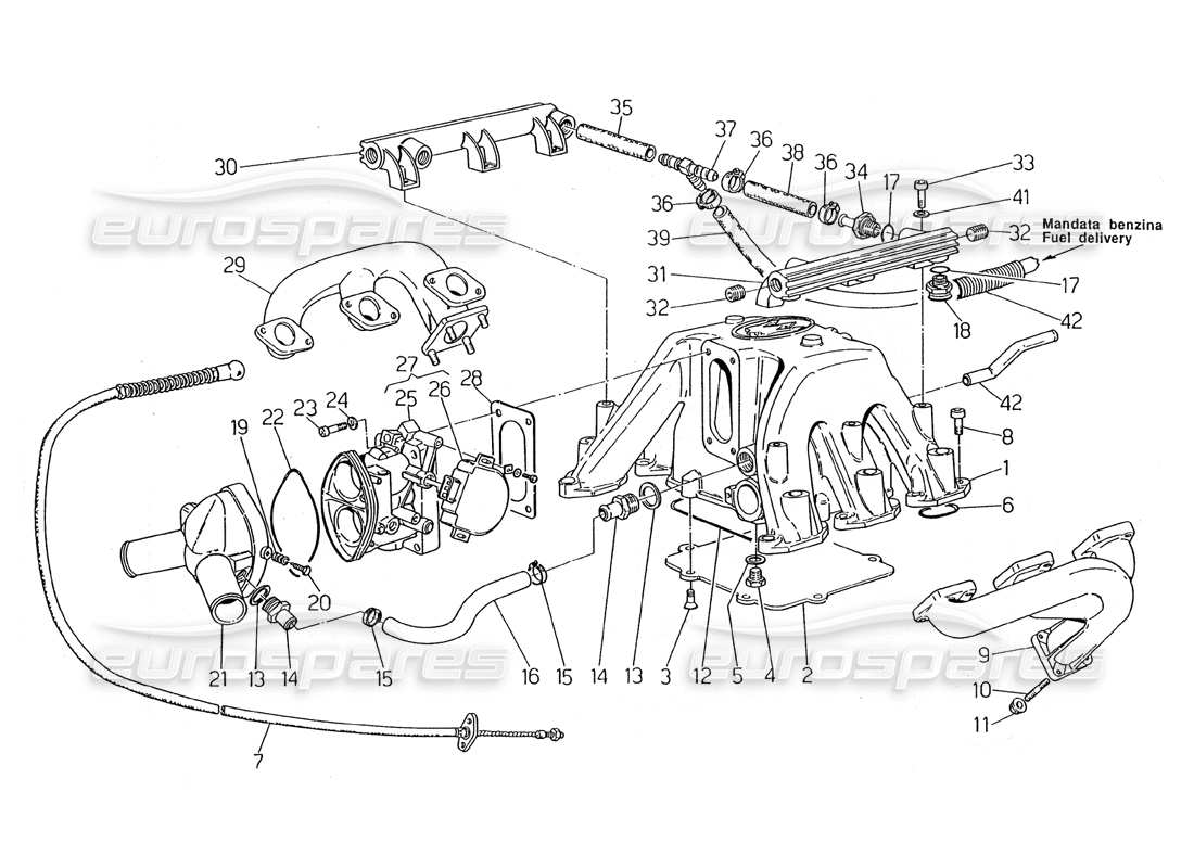 maserati 2.24v diagrama de piezas del colector de admisión y escape