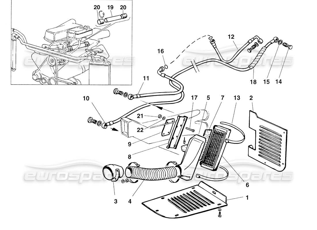 ferrari 355 challenge (1999) diagrama de piezas del sistema de enfriamiento de aceite de la caja de cambios