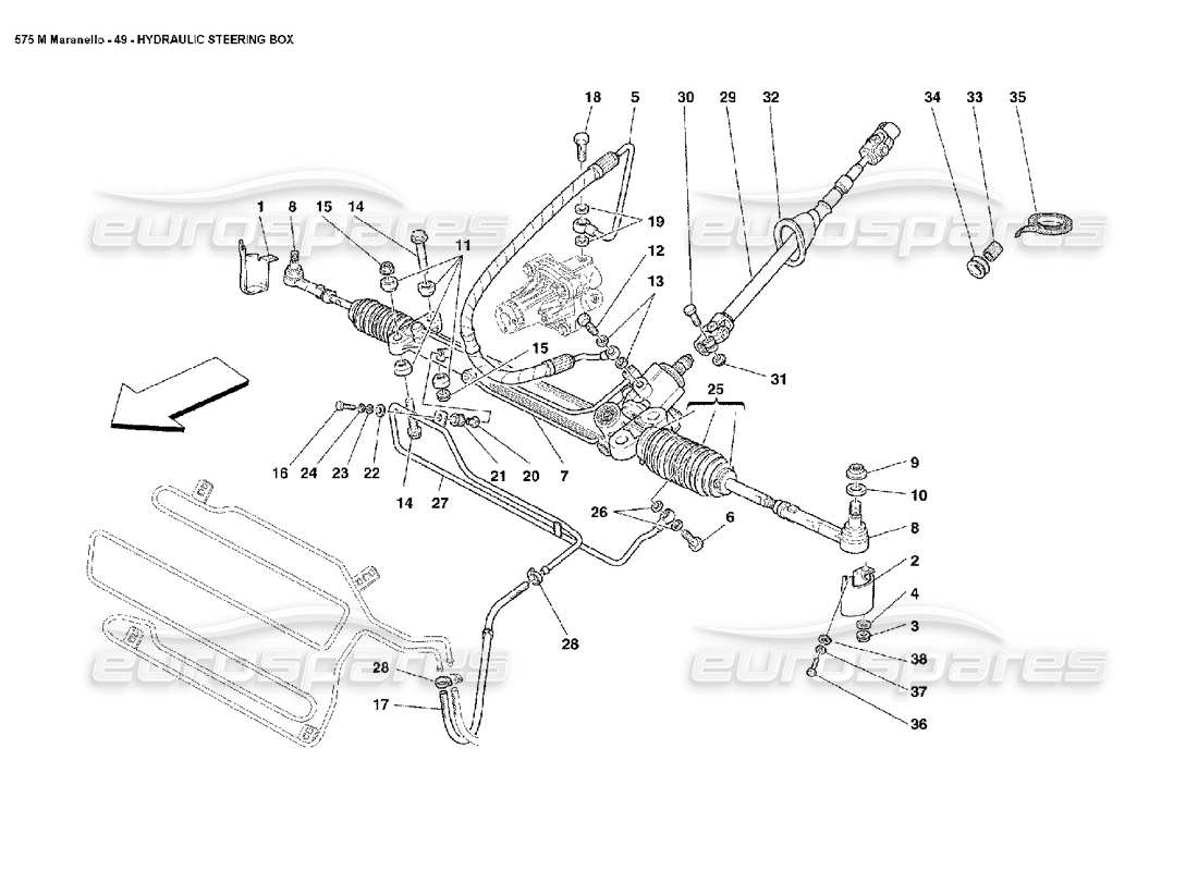 ferrari 575m maranello diagrama de piezas de la caja de dirección hidráulica