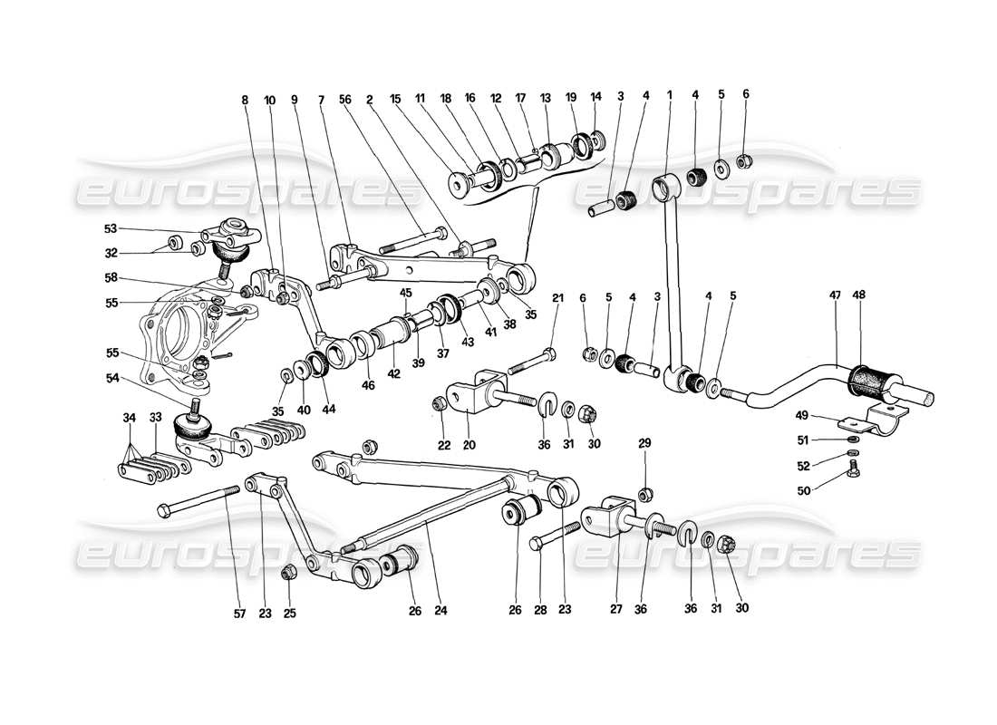 ferrari 412 (mechanical) suspensión delantera - palancas diagrama de piezas