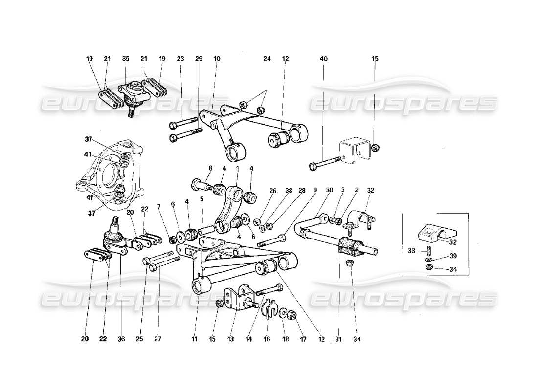 ferrari f40 suspensión delantera - diagrama de piezas de palancas
