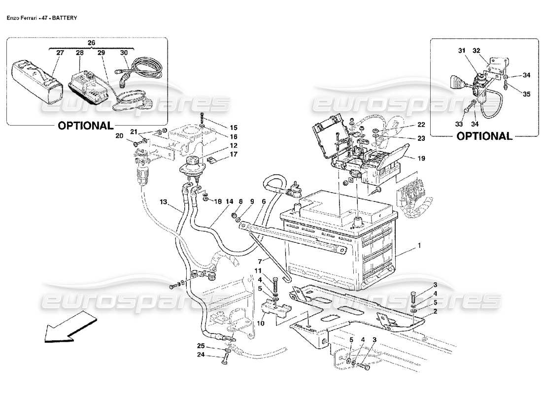 ferrari enzo batería diagrama de piezas