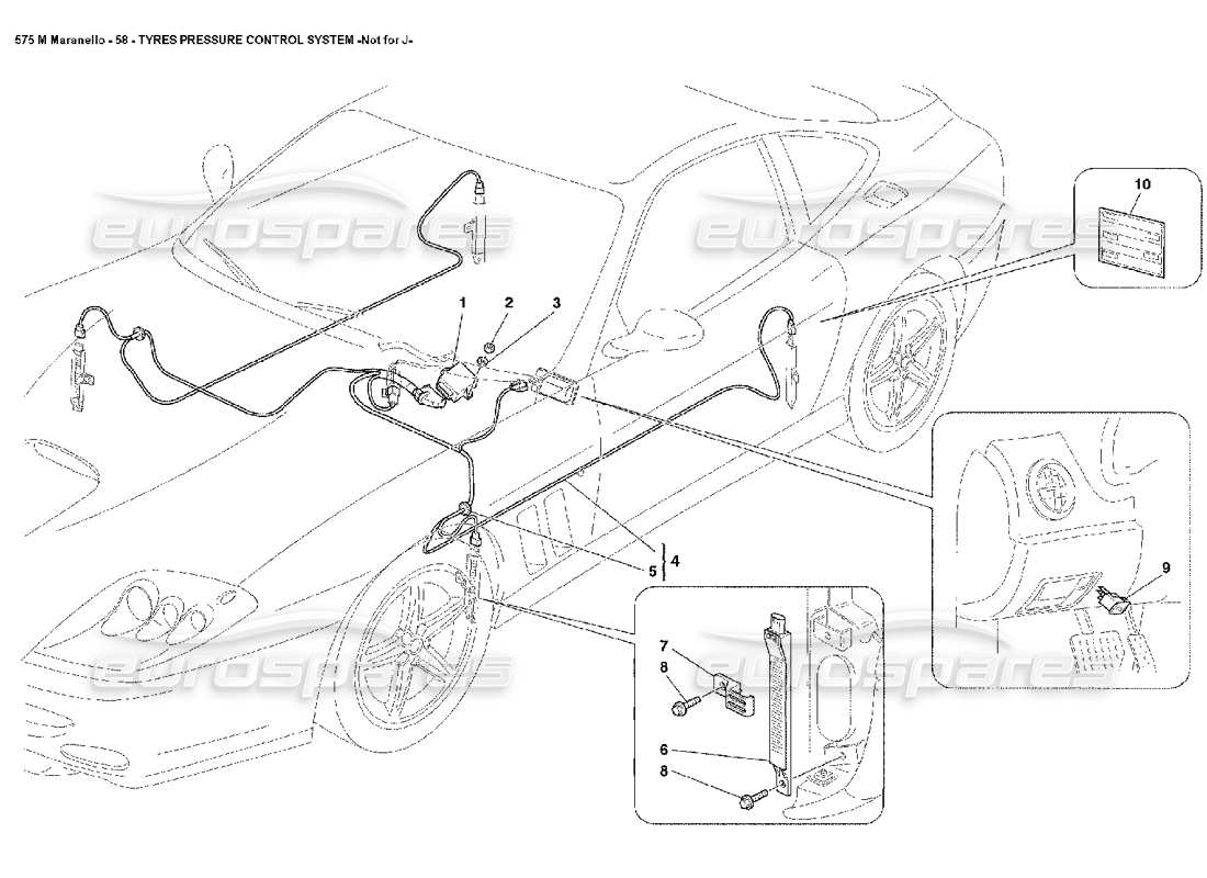 ferrari 575m maranello sistema de control de presión de neumáticos no para j diagrama de piezas