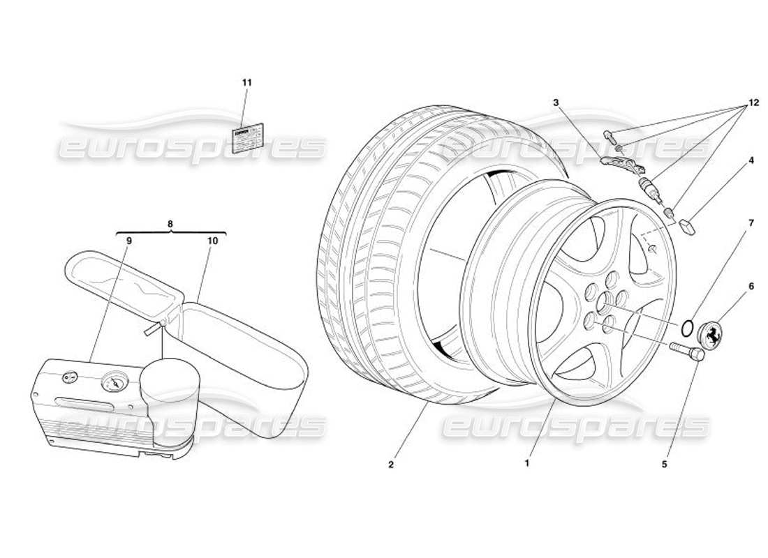 ferrari 575 superamerica diagrama de piezas de ruedas