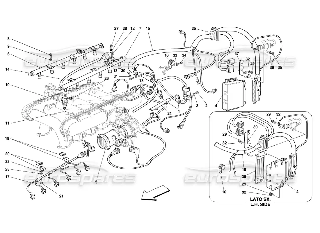 ferrari 456 m gt/m gta dispositivo de inyección diagrama de piezas