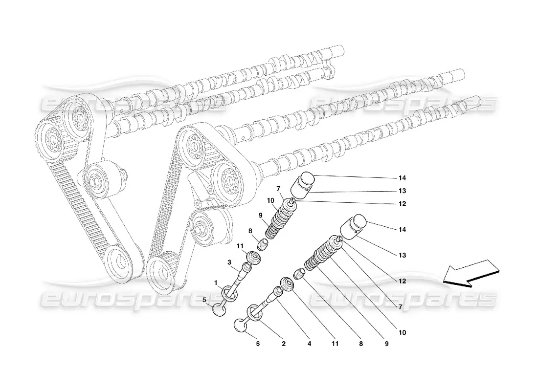 ferrari 456 m gt/m gta sincronización - válvulas diagrama de piezas
