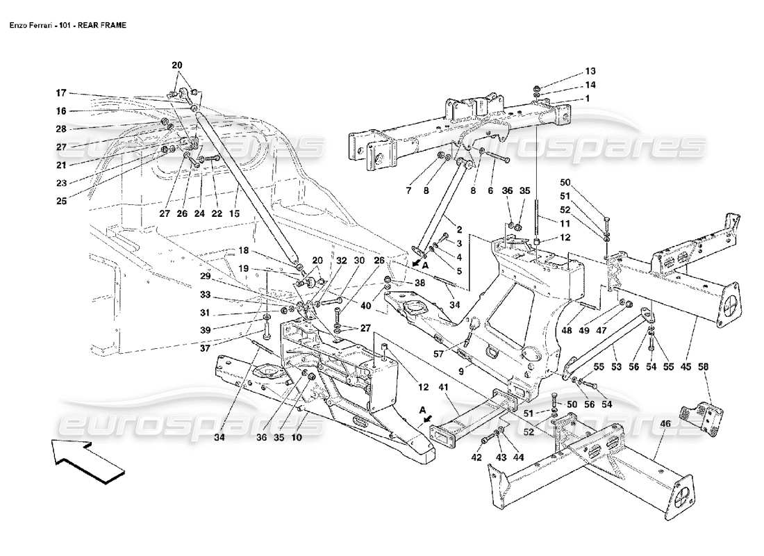 ferrari enzo marco trasero diagrama de piezas