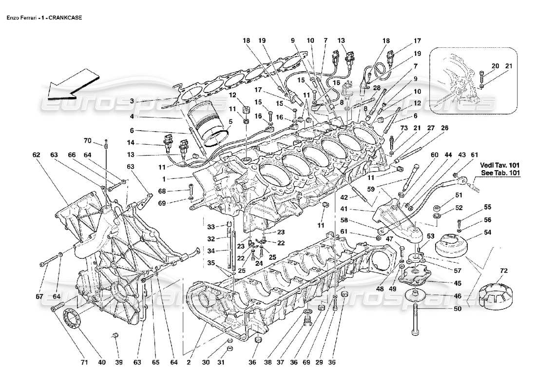 ferrari enzo bielas y pistones del cárter diagrama de piezas