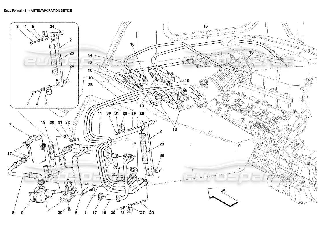 ferrari enzo dispositivo antievaporación diagrama de piezas