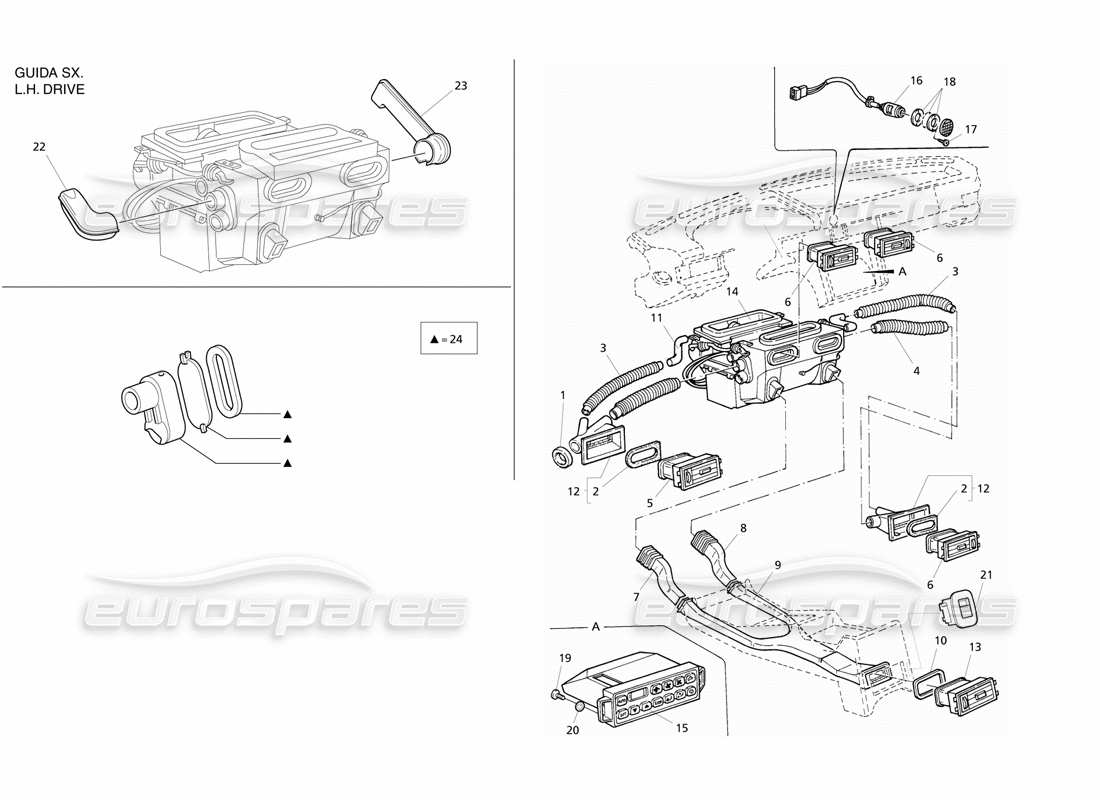 maserati qtp v6 evoluzione ventilación del habitáculo diagrama de piezas