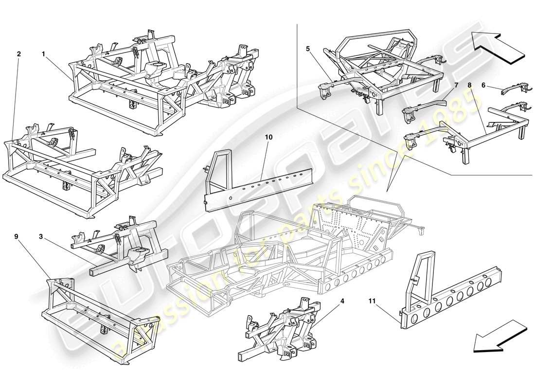 ferrari 575 superamerica diagrama de piezas de marcos y estructuras