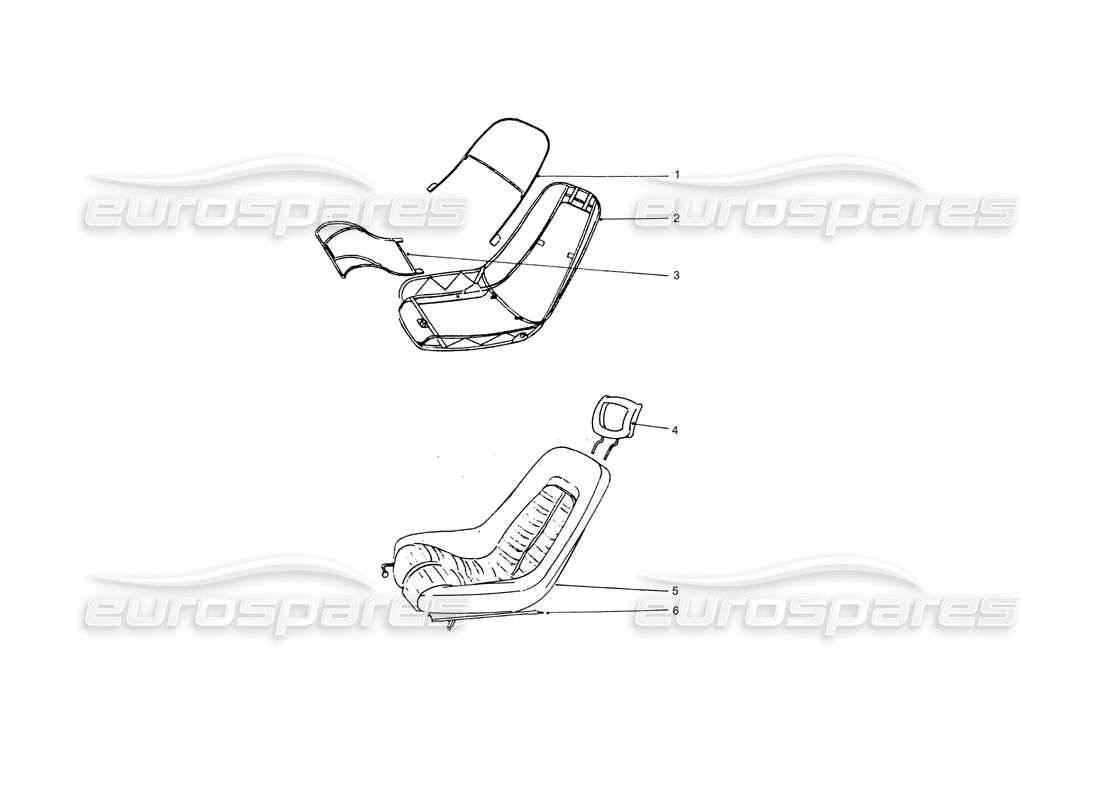 ferrari 365 gtb4 daytona (coachwork) asientos delanteros diagrama de piezas