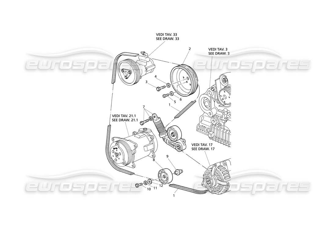 maserati qtp v8 evoluzione sistema de correa poly v diagrama de piezas