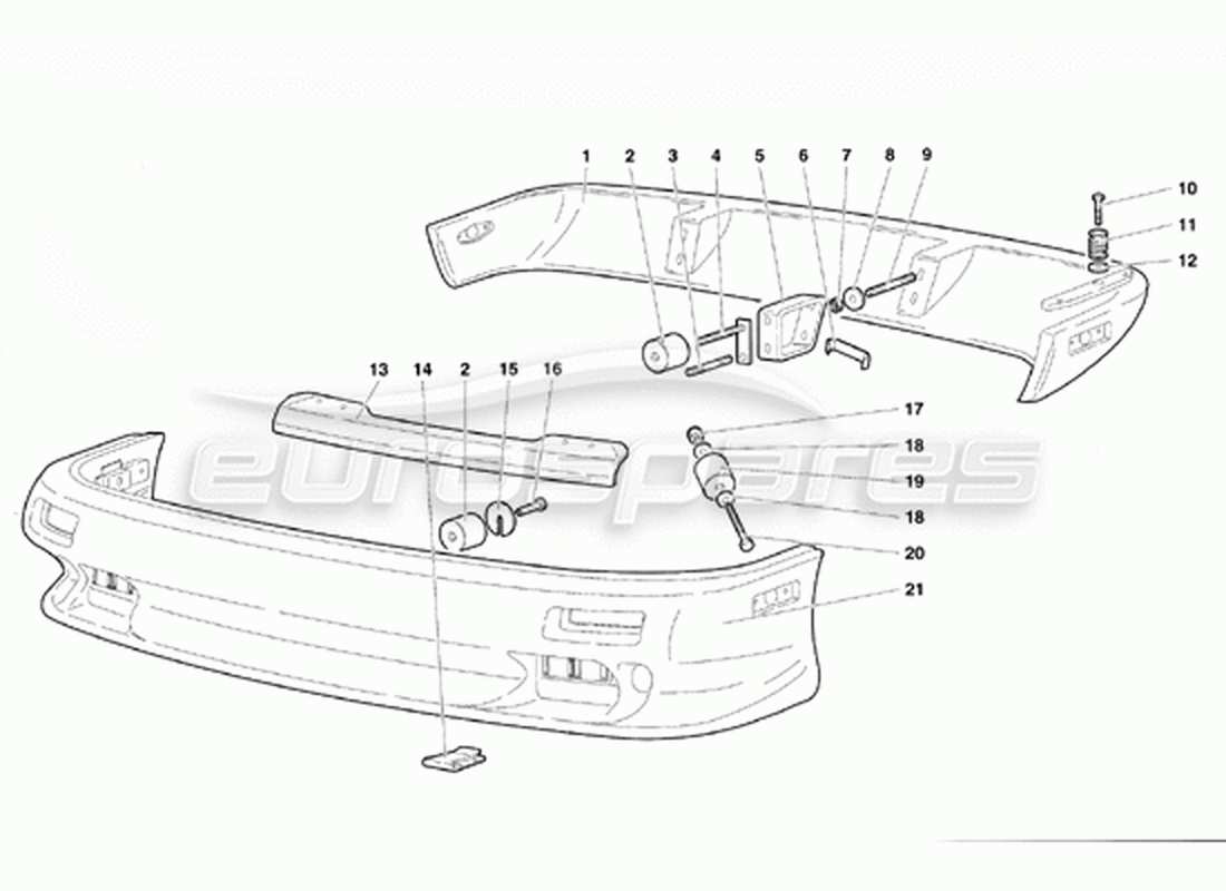 lamborghini diablo vt (1994) parachoques (válido para la versión de canadá: 1994 de abril) diagrama de piezas