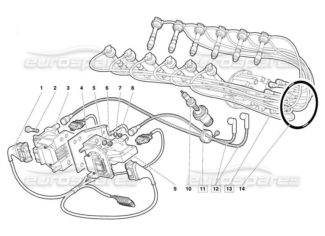 lamborghini diablo vt (1994) componentes eléctricos diagrama de piezas