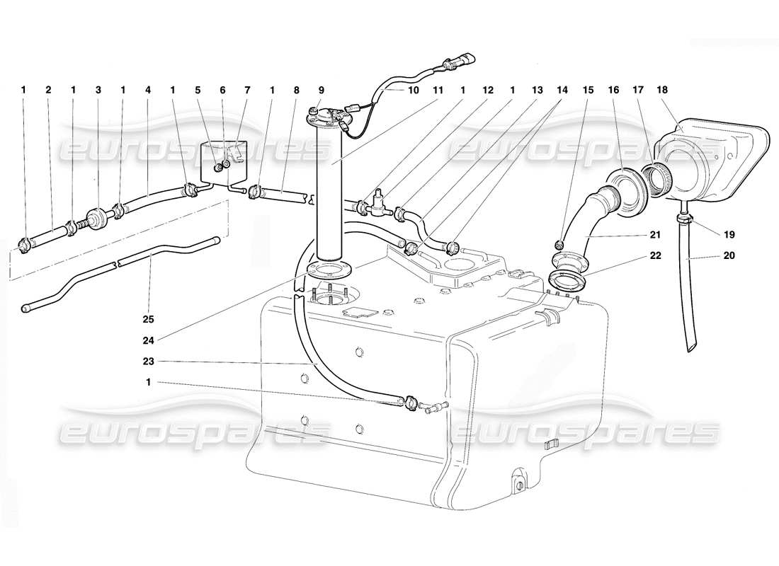 lamborghini diablo vt (1994) fuel system diagrama de piezas