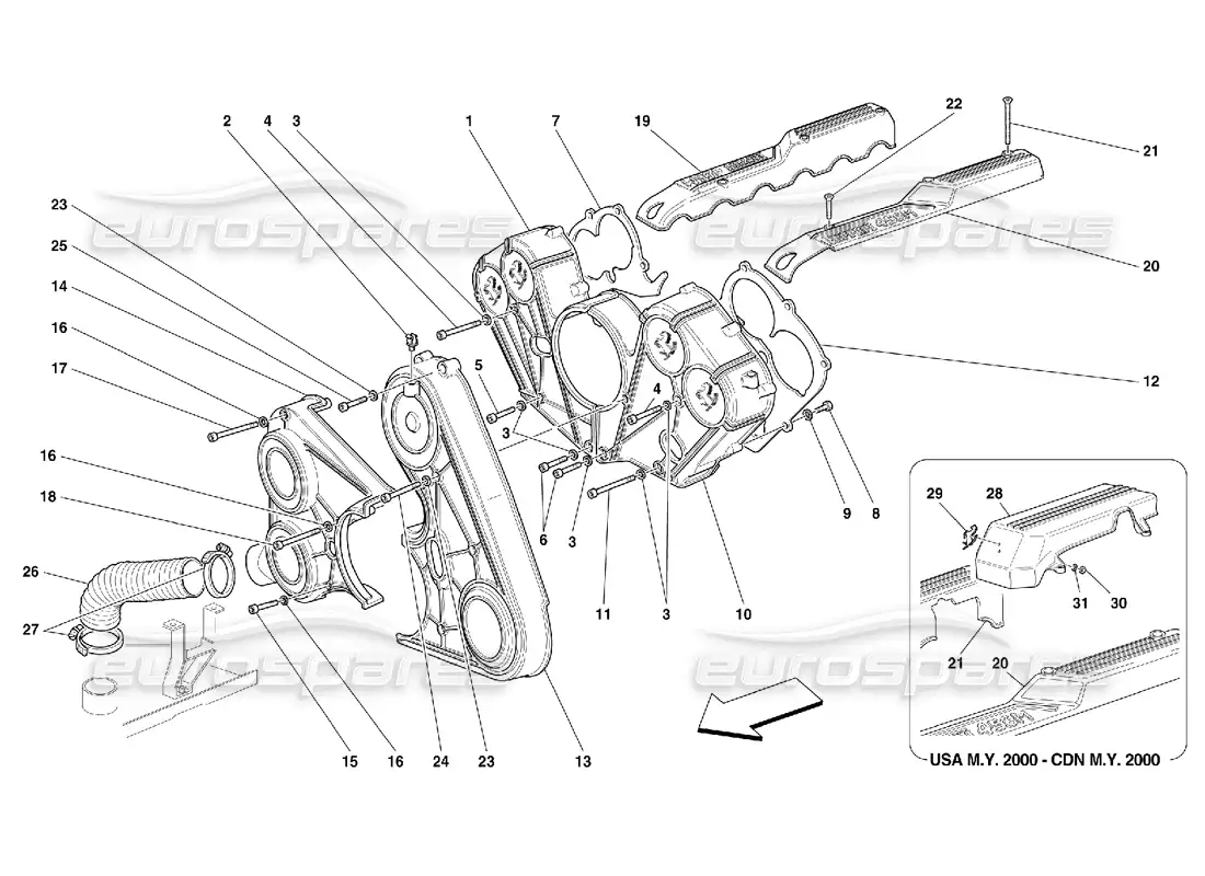 ferrari 456 m gt/m gta cubiertas del motor diagrama de piezas