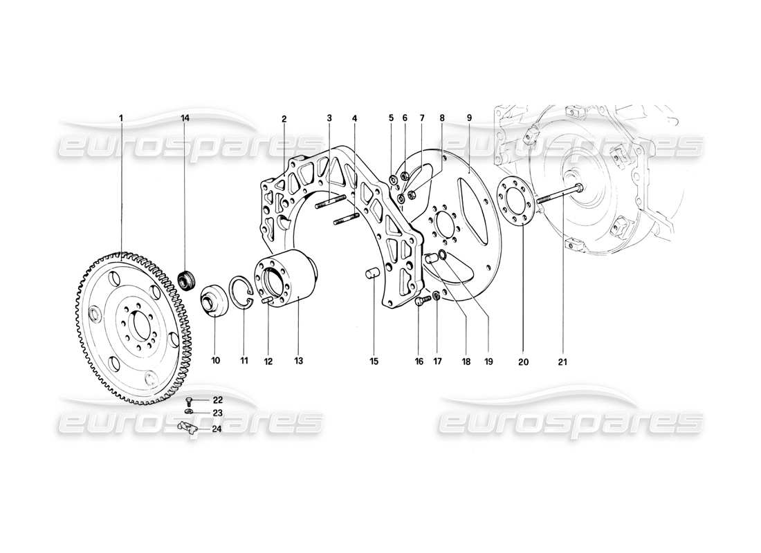 ferrari 400i (1983 mechanical) diagrama de piezas del volante del motor y del espaciador de la carcasa del embrague (400 automático)