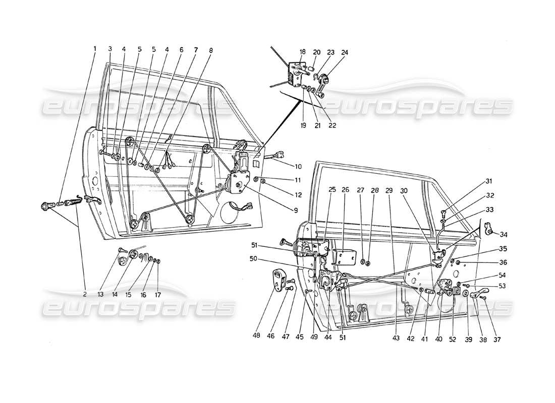 ferrari 208 gt4 dino (1975) puertas diagrama de piezas