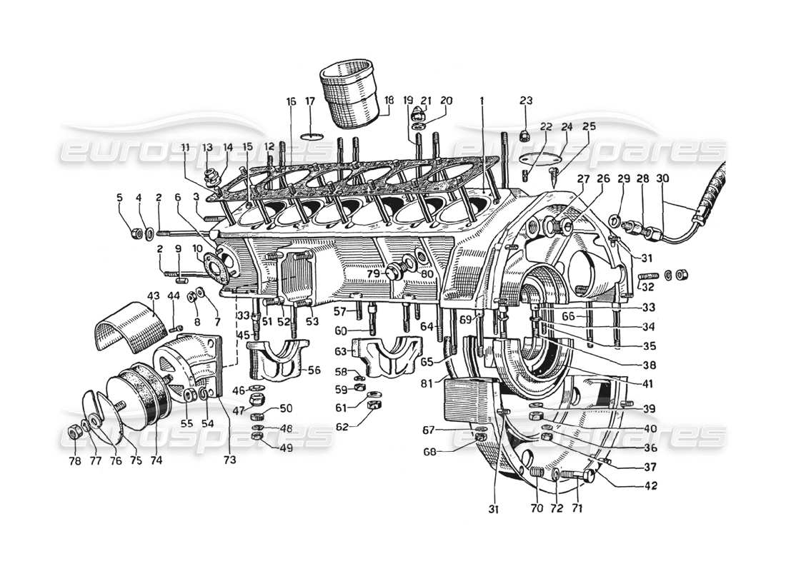 ferrari 275 gtb4 crankcase diagrama de piezas