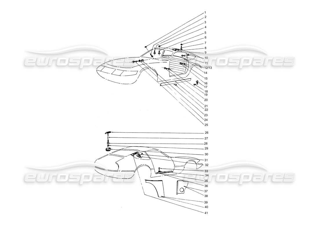 ferrari 365 gtb4 daytona (coachwork) diagrama de piezas de tornillos de moldura