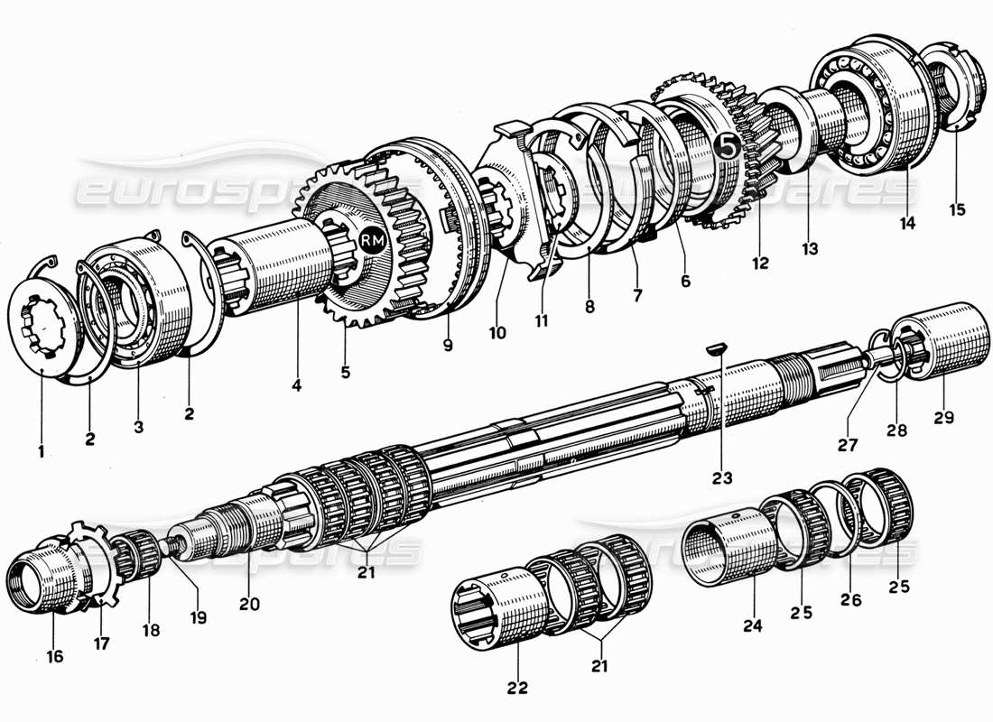 ferrari 365 gt 2+2 (mechanical) eje de salida diagrama de piezas