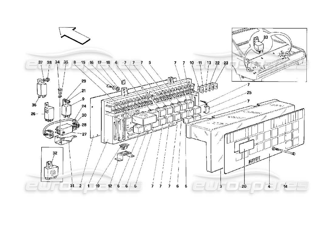 ferrari mondial 3.4 t coupe/cabrio tabla eléctrica diagrama de piezas