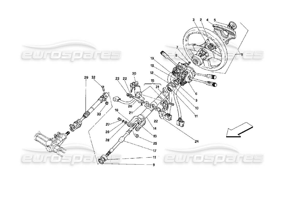 ferrari mondial 3.4 t coupe/cabrio columna de dirección diagrama de piezas