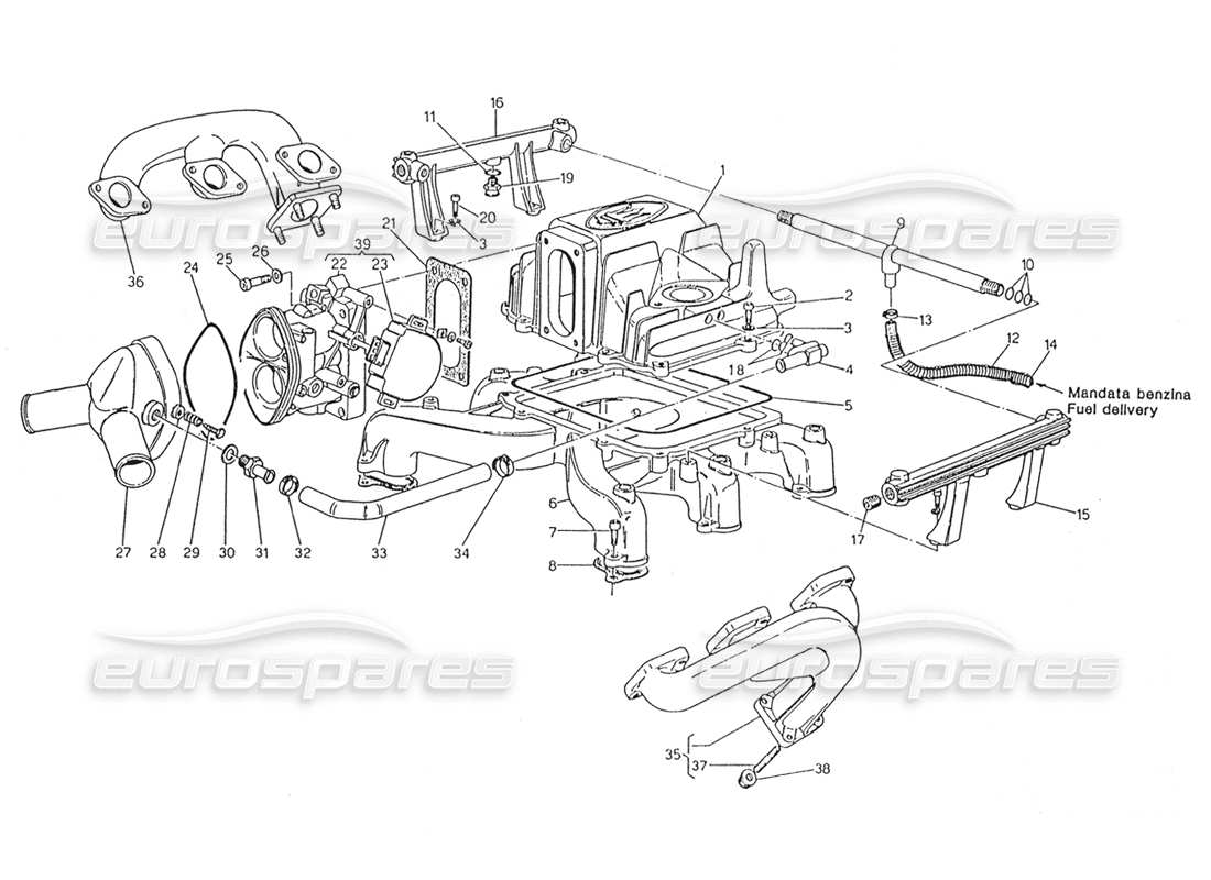 maserati karif 2.8 diagrama de la pieza del cuerpo de la válvula del acelerador del colector de admisión