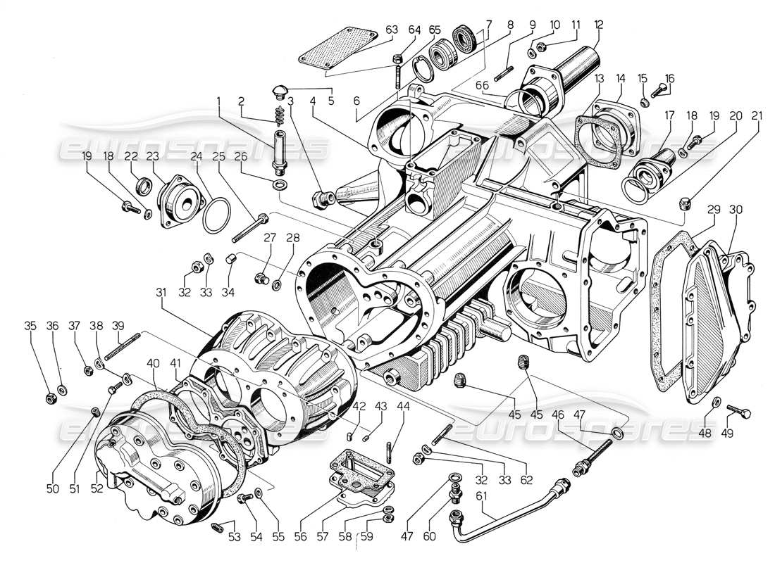 lamborghini jalpa 3.5 (1984) diagrama de piezas de gerbox (piezas fundidas)
