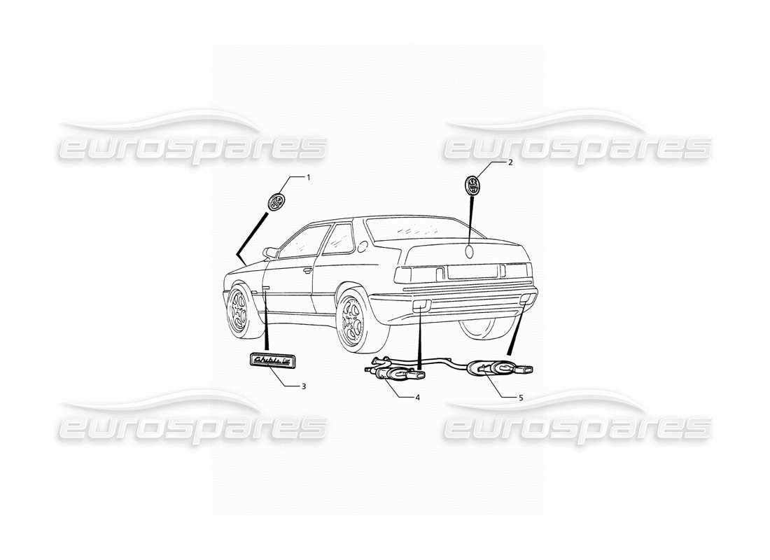maserati ghibli 2.0 cup variaciones exteriores y de escape del vehículo diagrama de piezas