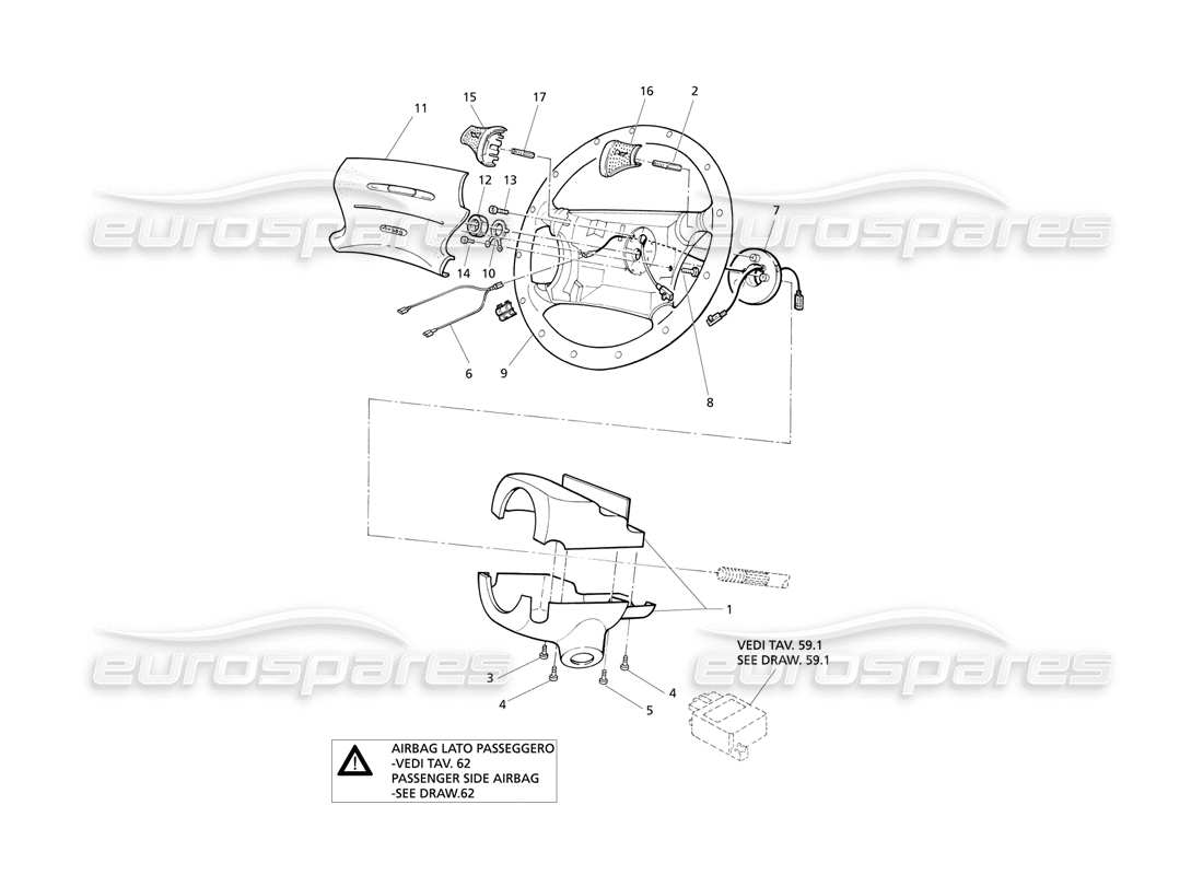 maserati qtp v8 evoluzione volante con airbag diagrama de piezas
