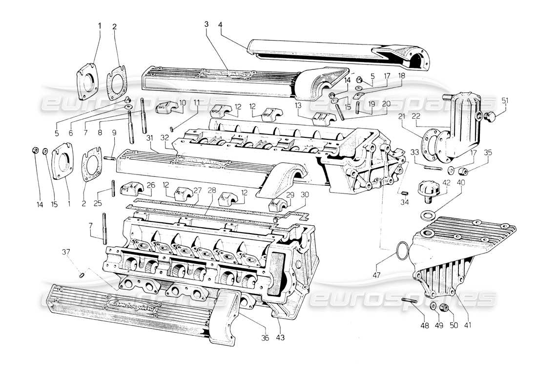 lamborghini countach lp400 culatas diagrama de piezas