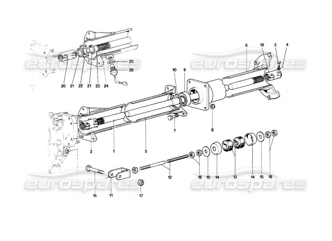 ferrari 400i (1983 mechanical) árbol de transmisión diagrama de piezas