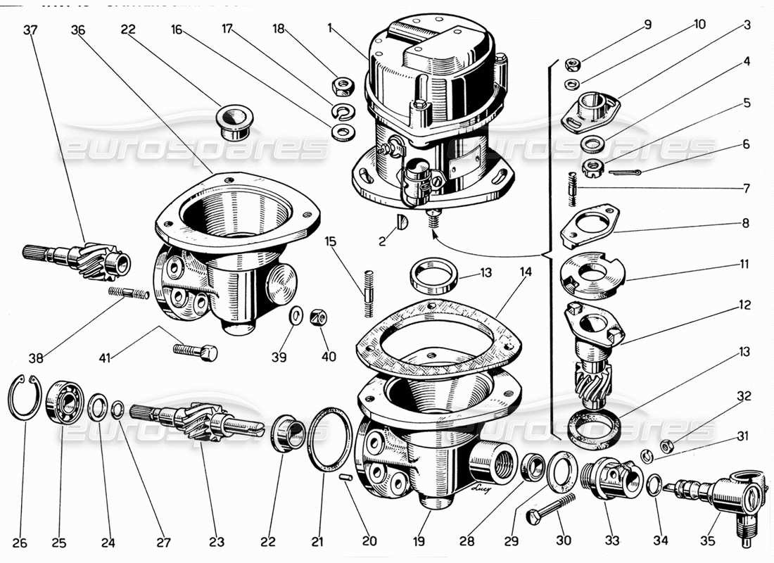 ferrari 330 gt 2+2 diagrama de piezas de distribuidores y controles