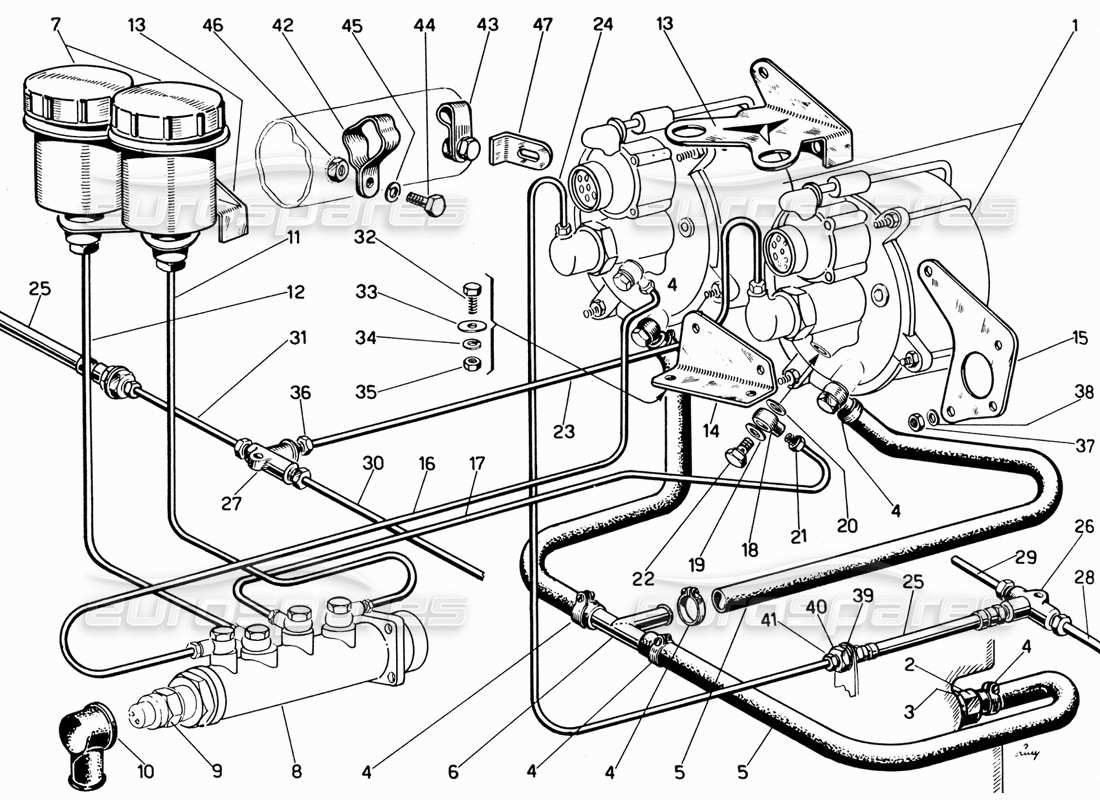 ferrari 330 gt 2+2 diagrama de piezas de control de frenos