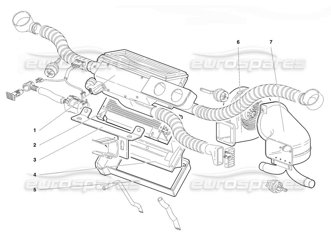 lamborghini diablo vt (1994) diagrama de piezas de control de clima (válido para la versión rh d. - abril 1994)