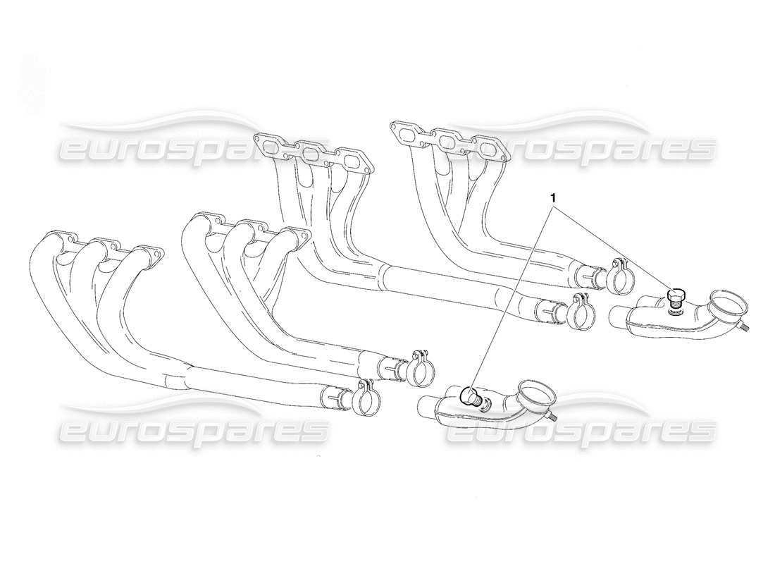 lamborghini diablo vt (1994) diagrama de piezas del sistema de escape (válido para la versión de arabia saudita: 1994 de abril)