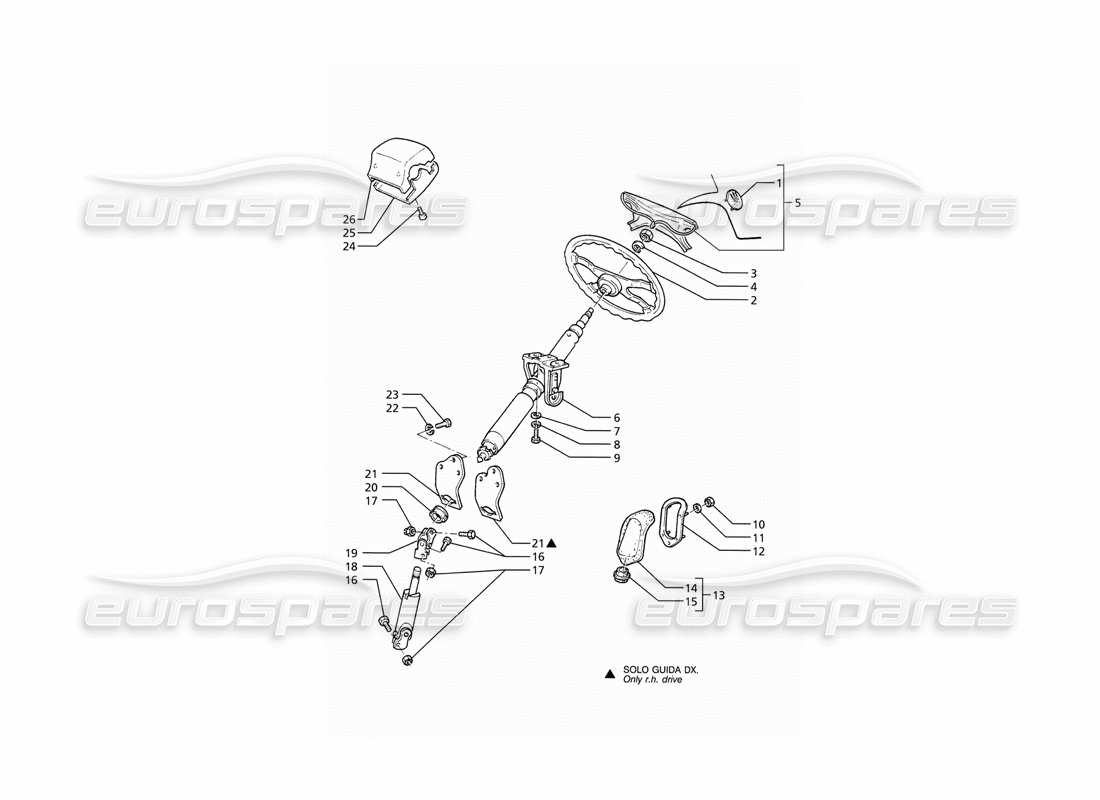 maserati ghibli 2.8 (abs) diagrama de piezas de la columna de dirección y el volante