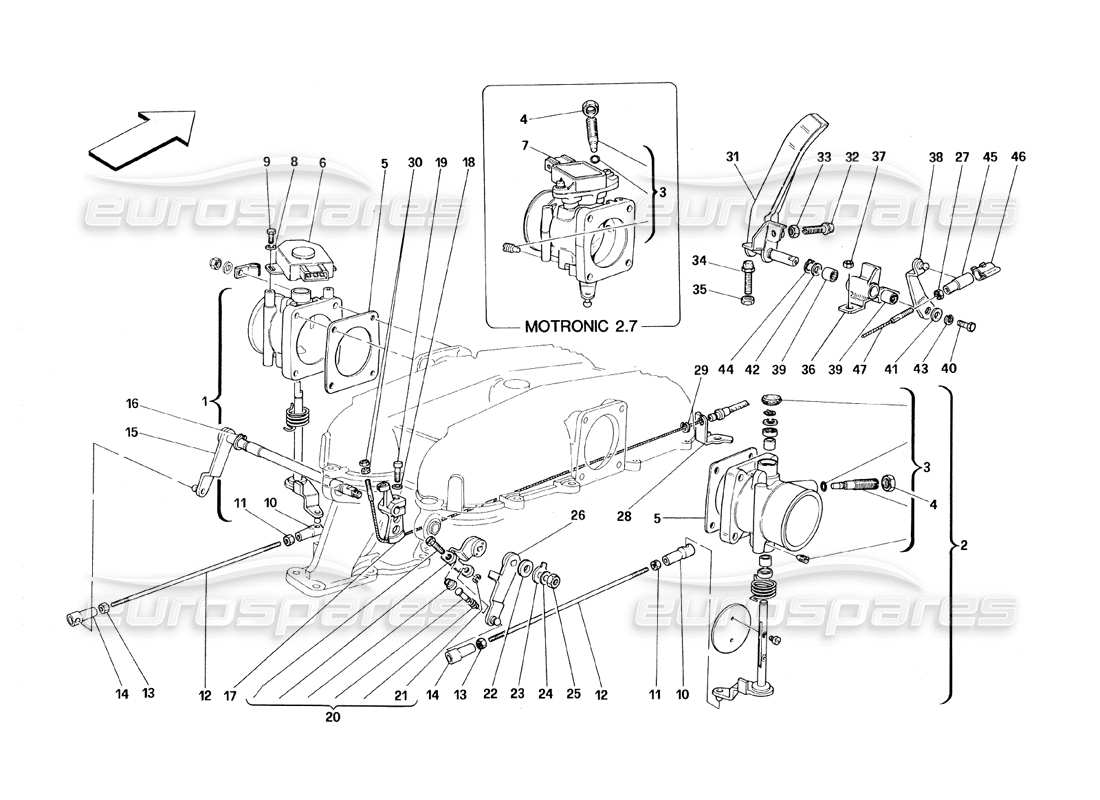ferrari 348 (1993) tb / ts diagrama de piezas de conexión y carcasa del acelerador