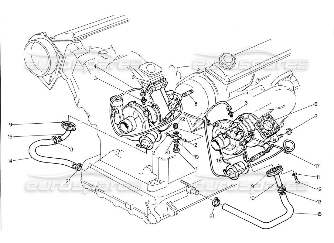 maserati biturbo spider turbosopladores de lubricación diagrama de piezas