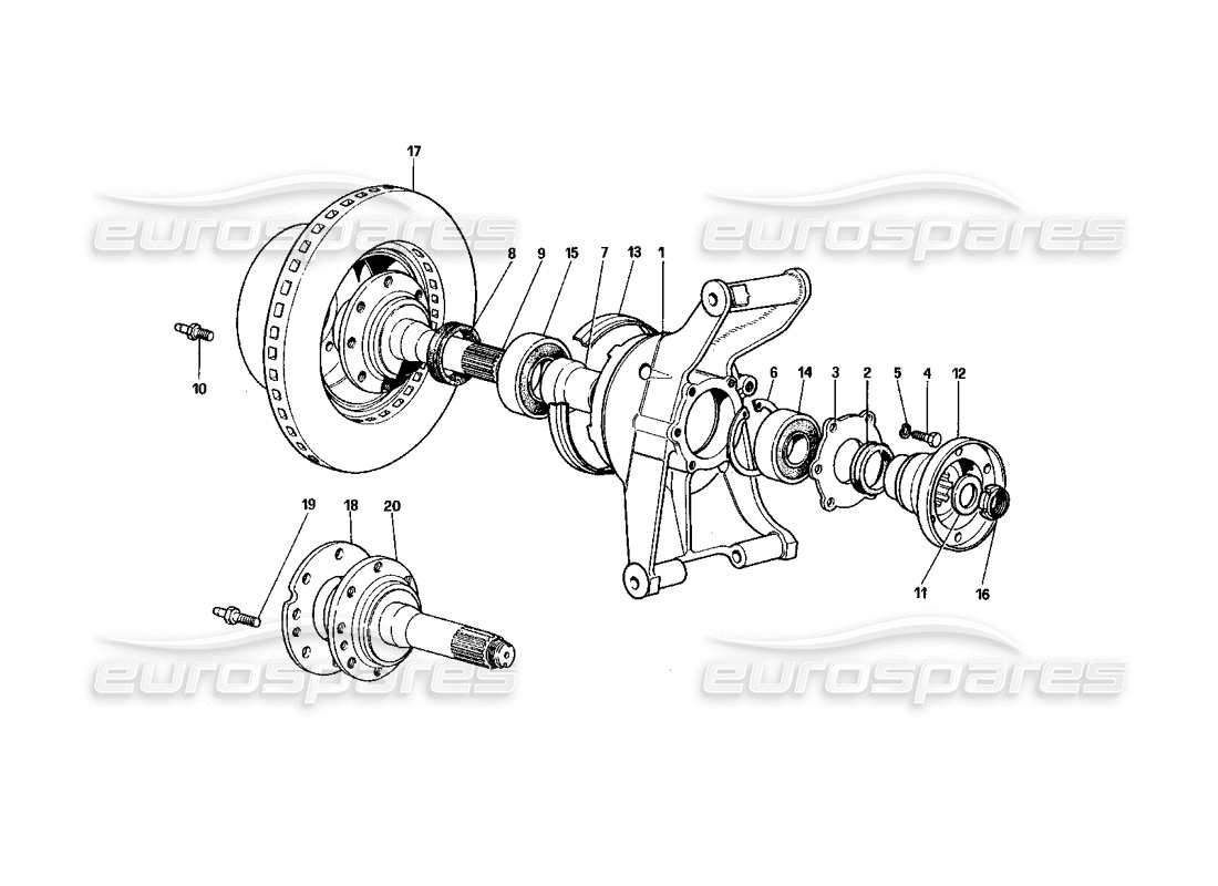 ferrari 400 gt (mechanical) suspensión trasera - diagrama de piezas del disco de freno